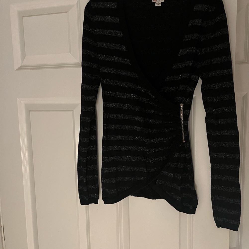 Guess Black and Gray V-Neck Sweater